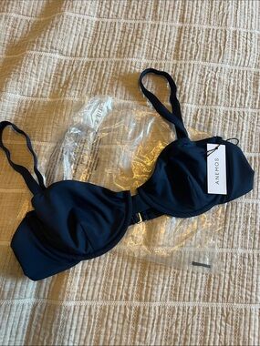 Anemos Navy Underwire Bikini Top with Adjustable Straps